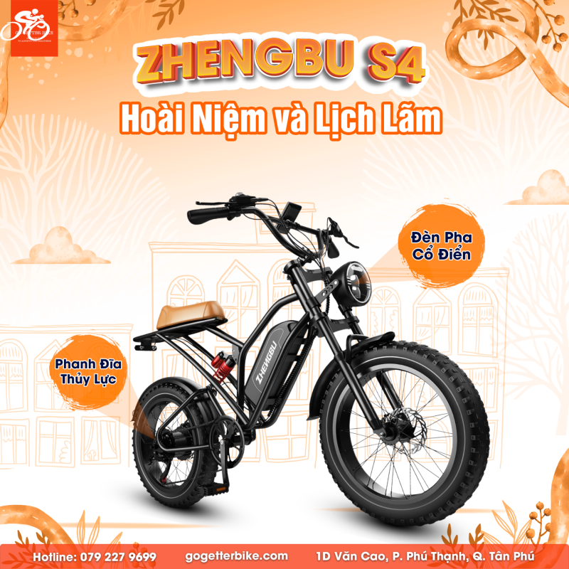 XE ĐẠP ĐIỆN TRỢ LỰC ZHENGBU S4 CHÍNH HÃNG - BẢO HÀNH 12 THÁNG